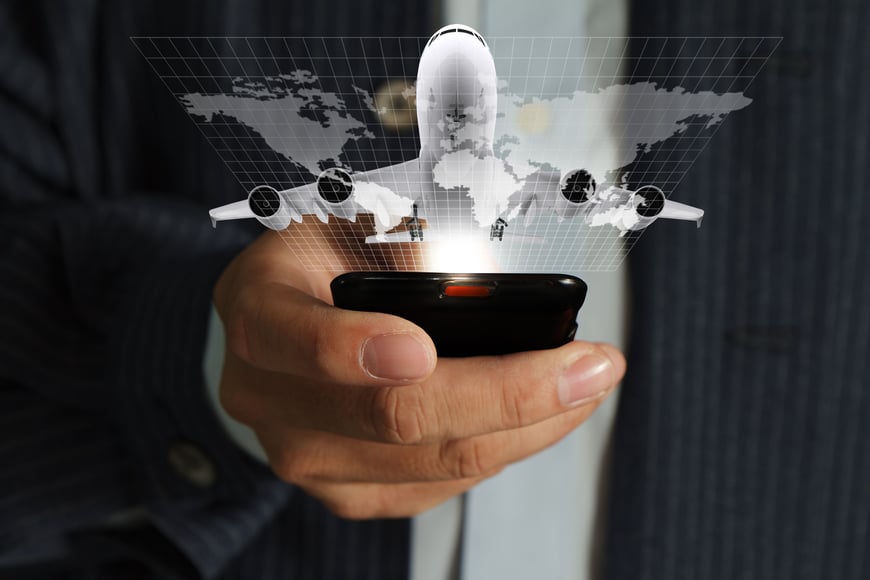 Business man planning flight
