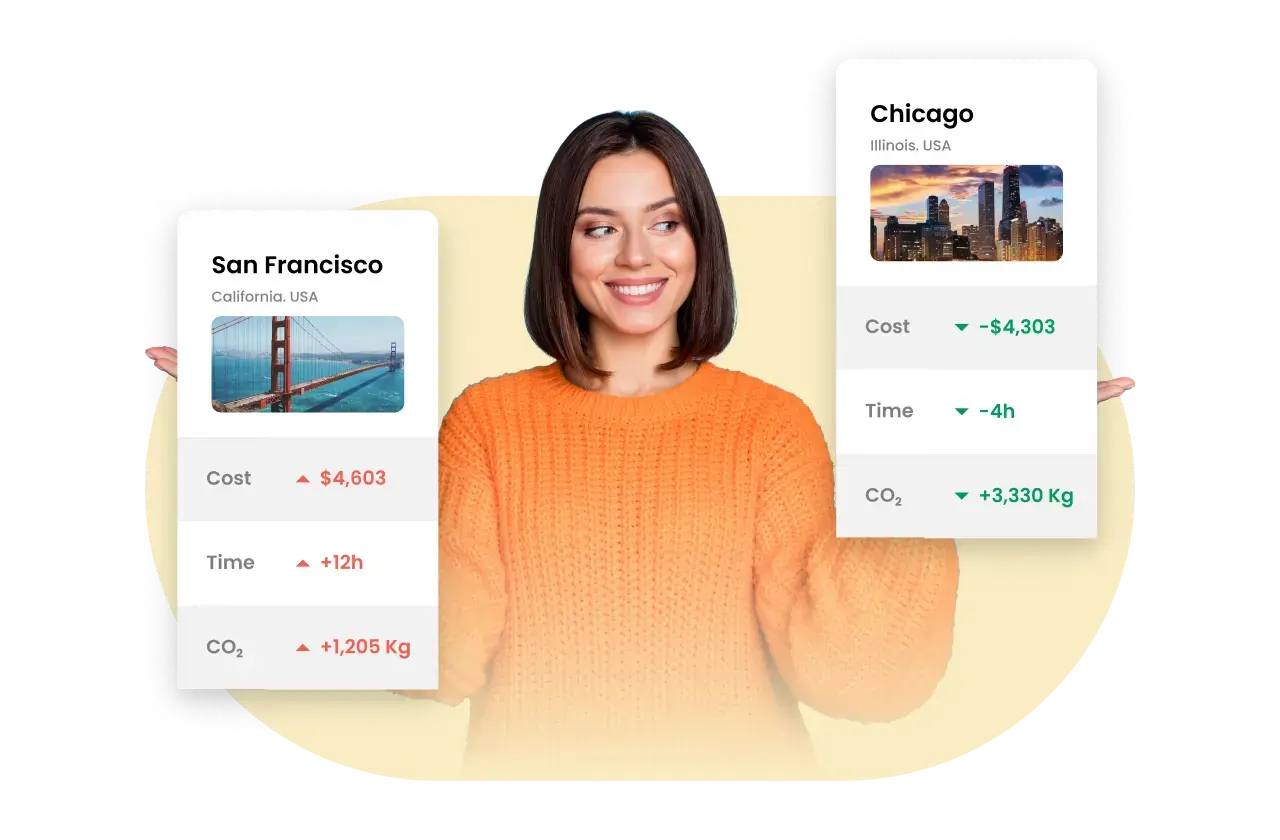 Young professional comparing two locations Young professional comparing two locations